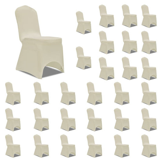 vidaXL Funda de silla elástica crema 30 unidades