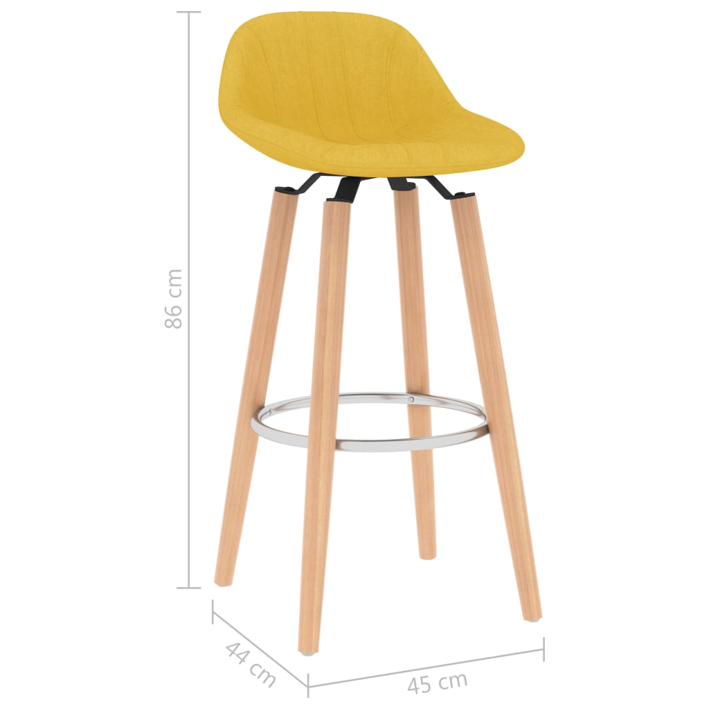 vidaXL Taburetes de cocina 2 unidades tela amarillo mostaza