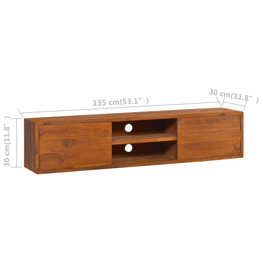 vidaXL Mueble de TV de pared madera maciza de teca 135x30x30 cm