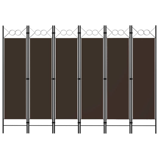 vidaXL Biombo divisor de 6 paneles marrón 240x180 cm