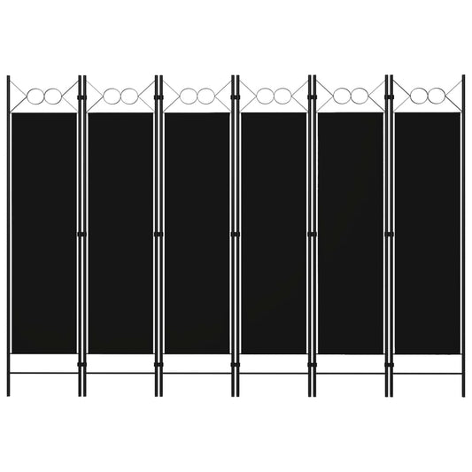 vidaXL Biombo divisor de 6 paneles negro 240x180 cm