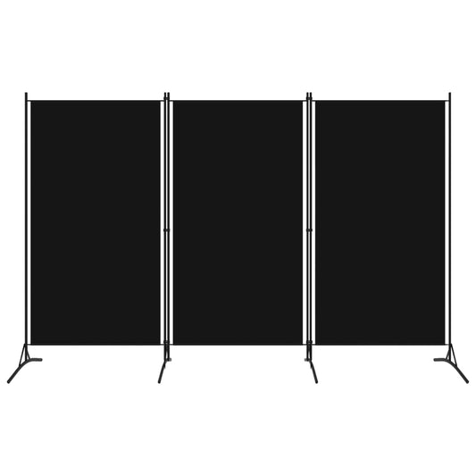 vidaXL Biombo divisor de 3 paneles negro 260x180 cm