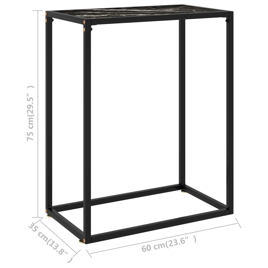 vidaXL Mesa consola vidrio templado negro 60x35x75 cm