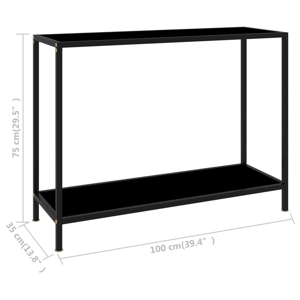 vidaXL Mesa de consola negro vidrio templado 100x35x75 cm