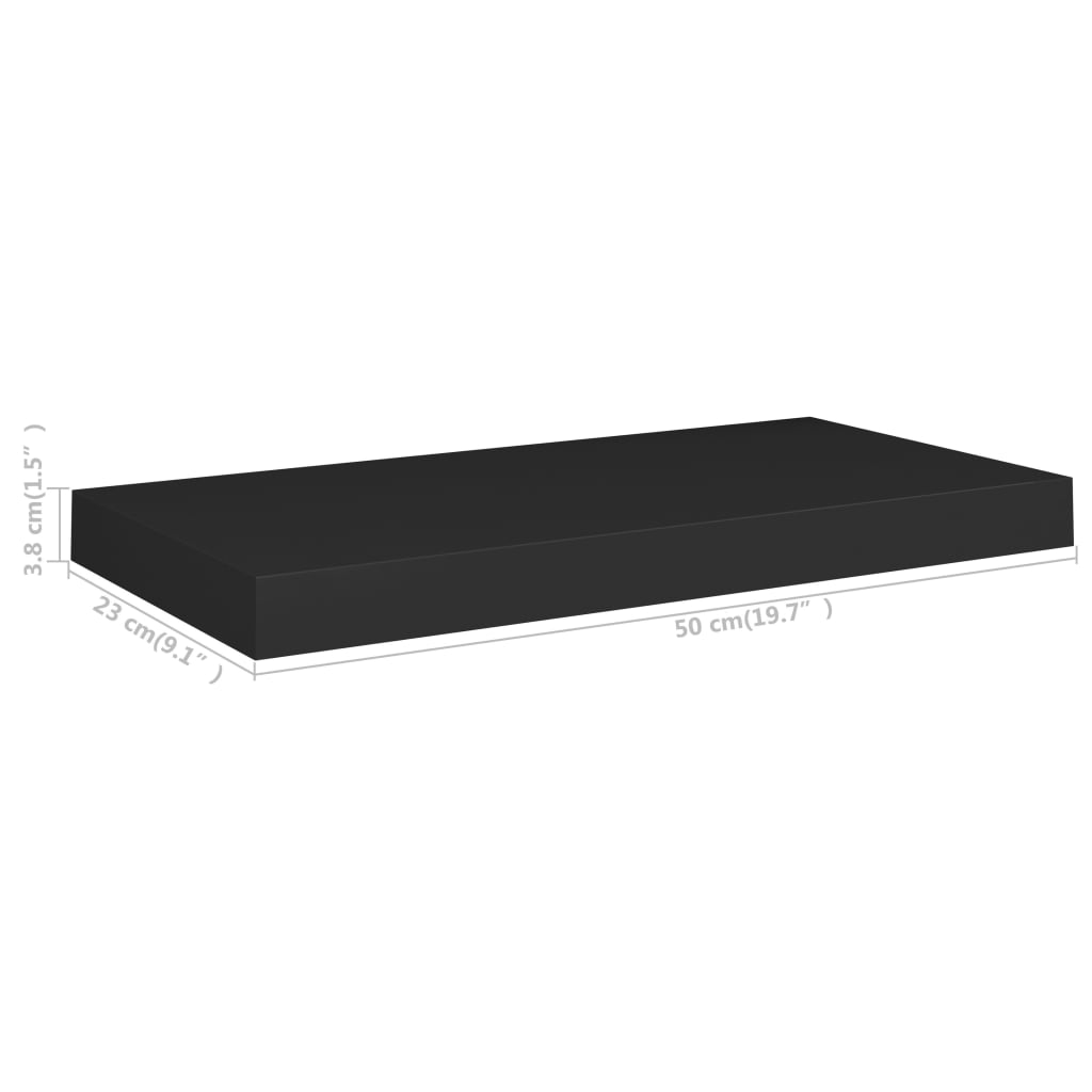 vidaXL Estante flotante de pared MDF negro 50x23x3,8 cm