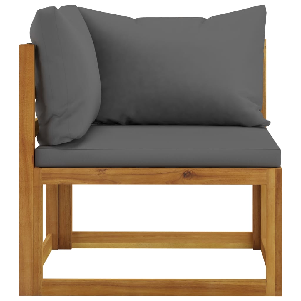 vidaXL Juego de sofá 2 pzas con cojines gris oscuro madera de acacia