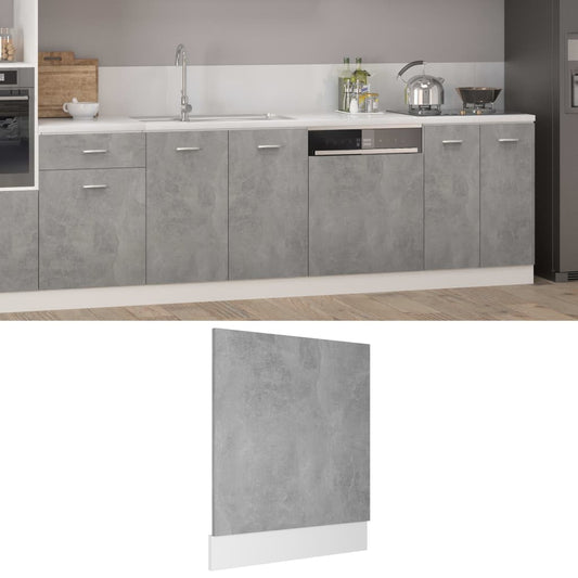 vidaXL Panel para lavavajillas contrachapada gris hormigón 59,5x3x67cm