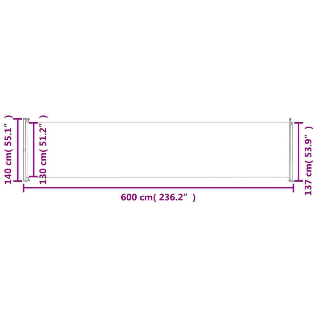 vidaXL Toldo lateral retráctil para patio negro 140x600 cm