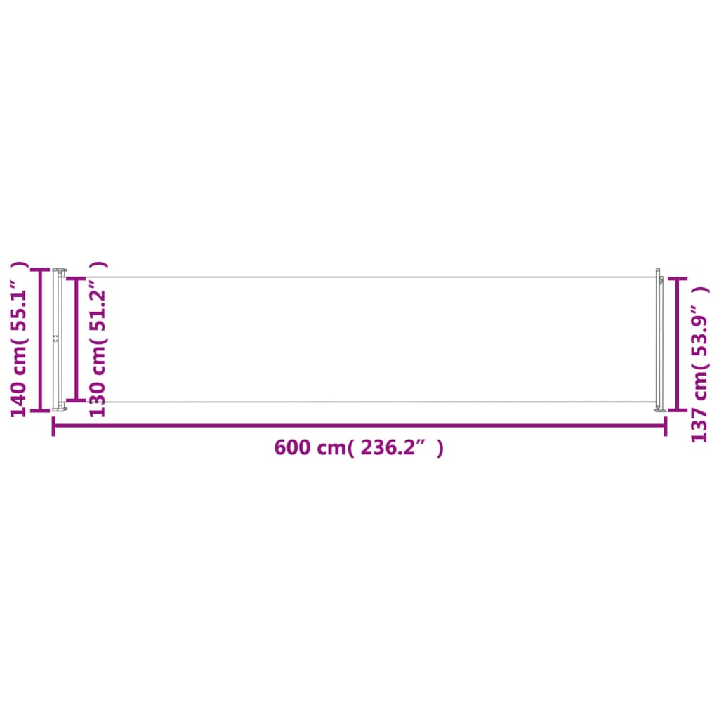 vidaXL Toldo lateral retráctil para patio crema 140x600 cm