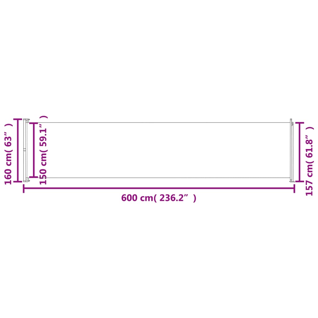 vidaXL Toldo lateral retráctil para patio crema 600x160 cm