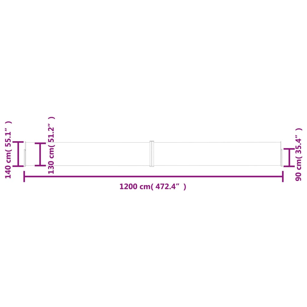 vidaXL Toldo lateral retráctil para patio marrón 140x1200 cm