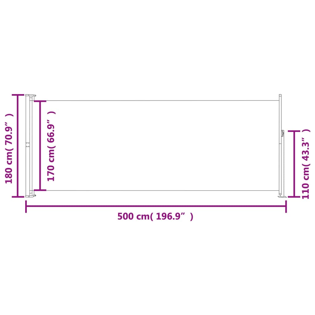 vidaXL Toldo lateral retráctil de jardín crema 180x500 cm