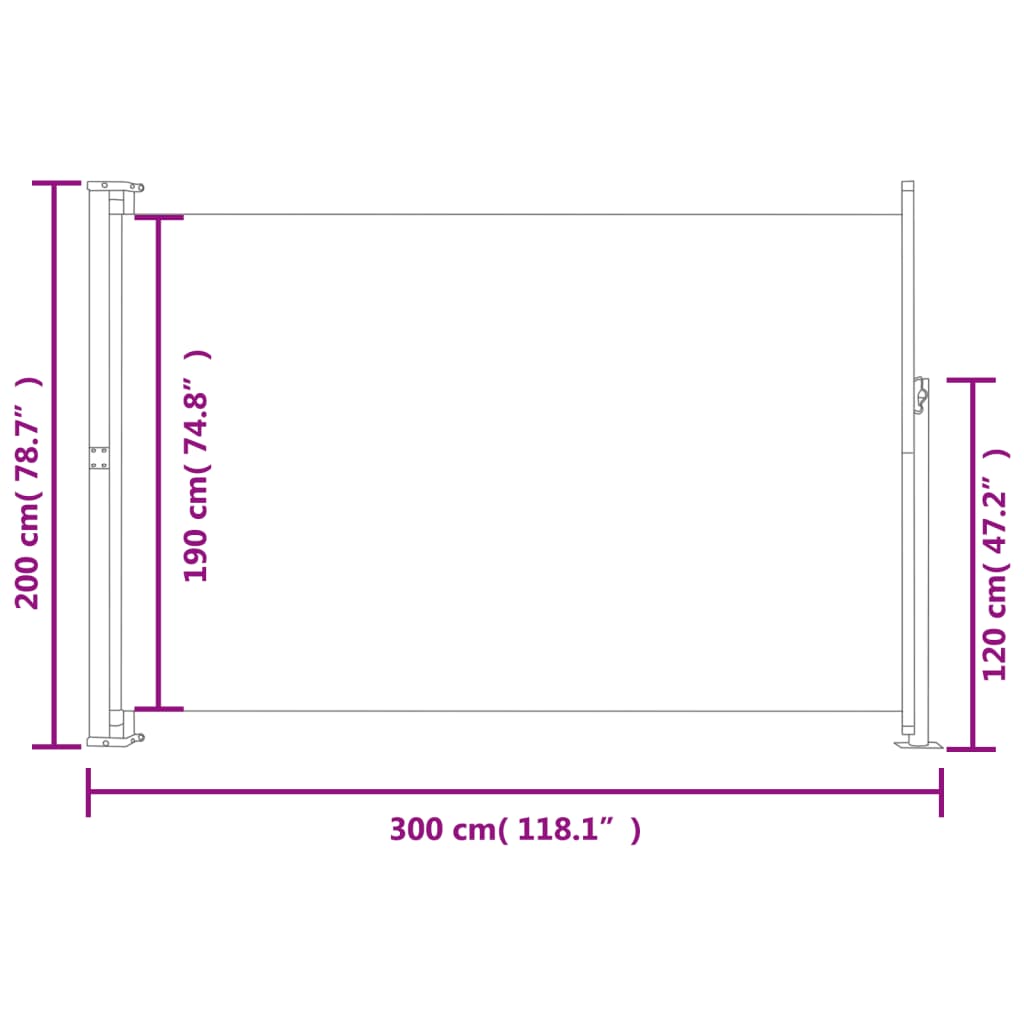 vidaXL Toldo lateral retráctil para patio negro 200x300 cm