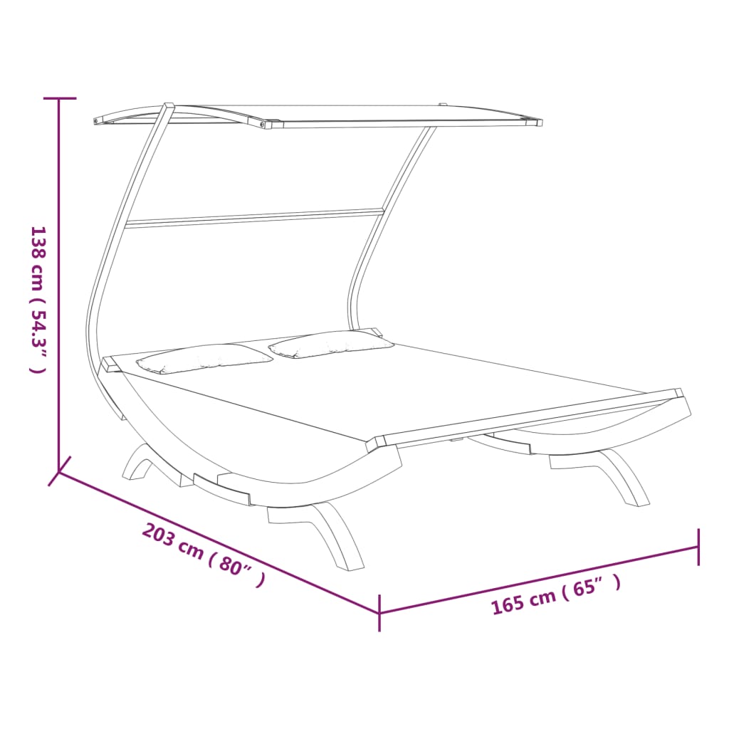 vidaXL Tumbona con dosel madera curvada gris antracita 165x203x138 cm