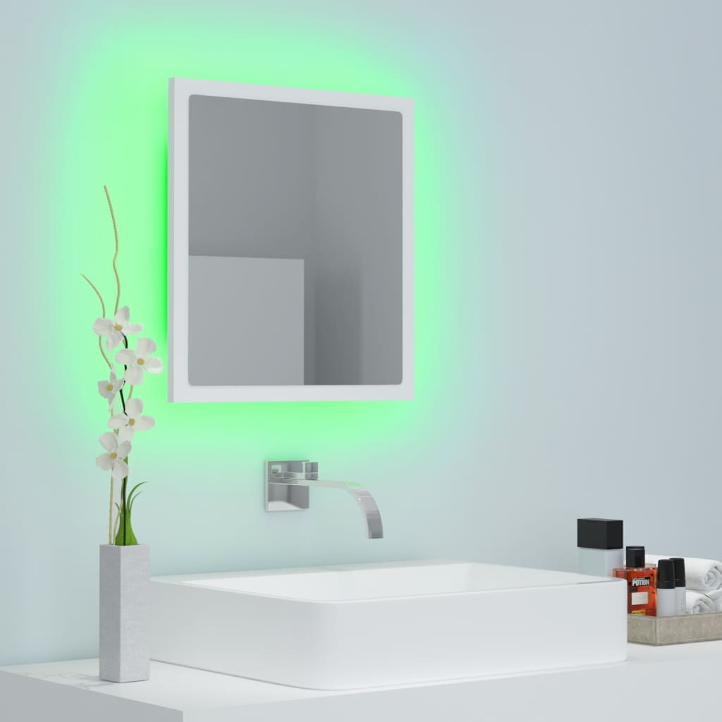 vidaXL Espejo de baño LED acrílico blanco 40x8,5x37 cm