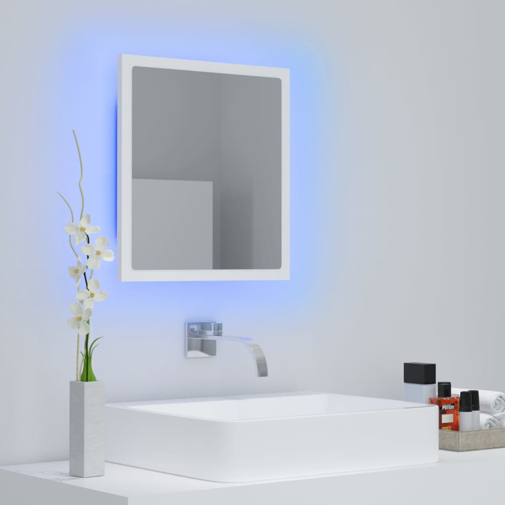 vidaXL Espejo de baño LED acrílico blanco 40x8,5x37 cm