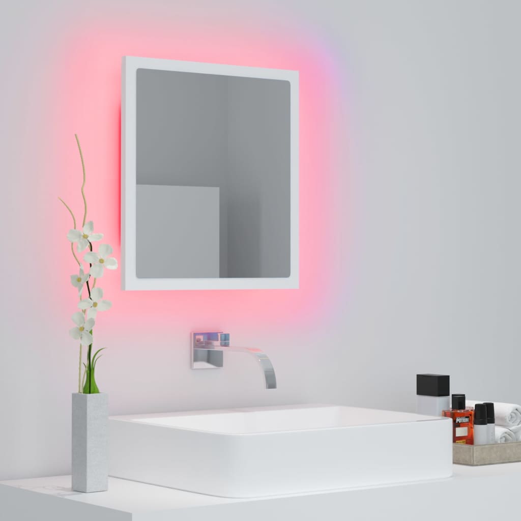 vidaXL Espejo de baño LED acrílico blanco 40x8,5x37 cm