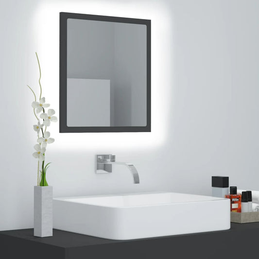 vidaXL Espejo de baño acrílico gris brillo 40x8,5x37 cm