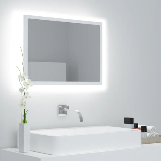 vidaXL Espejo de baño LED acrílico blanco 60x8,5x37 cm