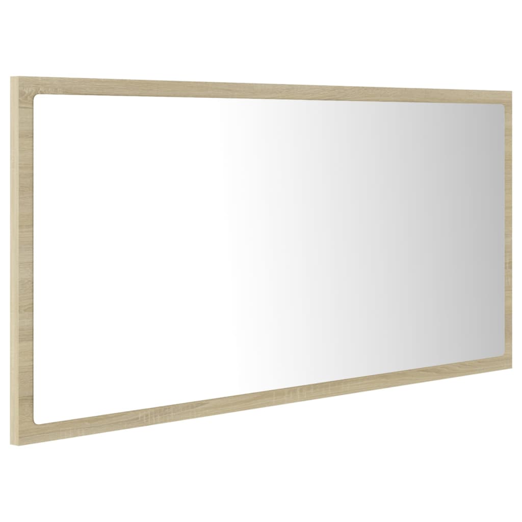 vidaXL Espejo de baño LED acrílico color roble Sonoma 90x8,5x37 cm