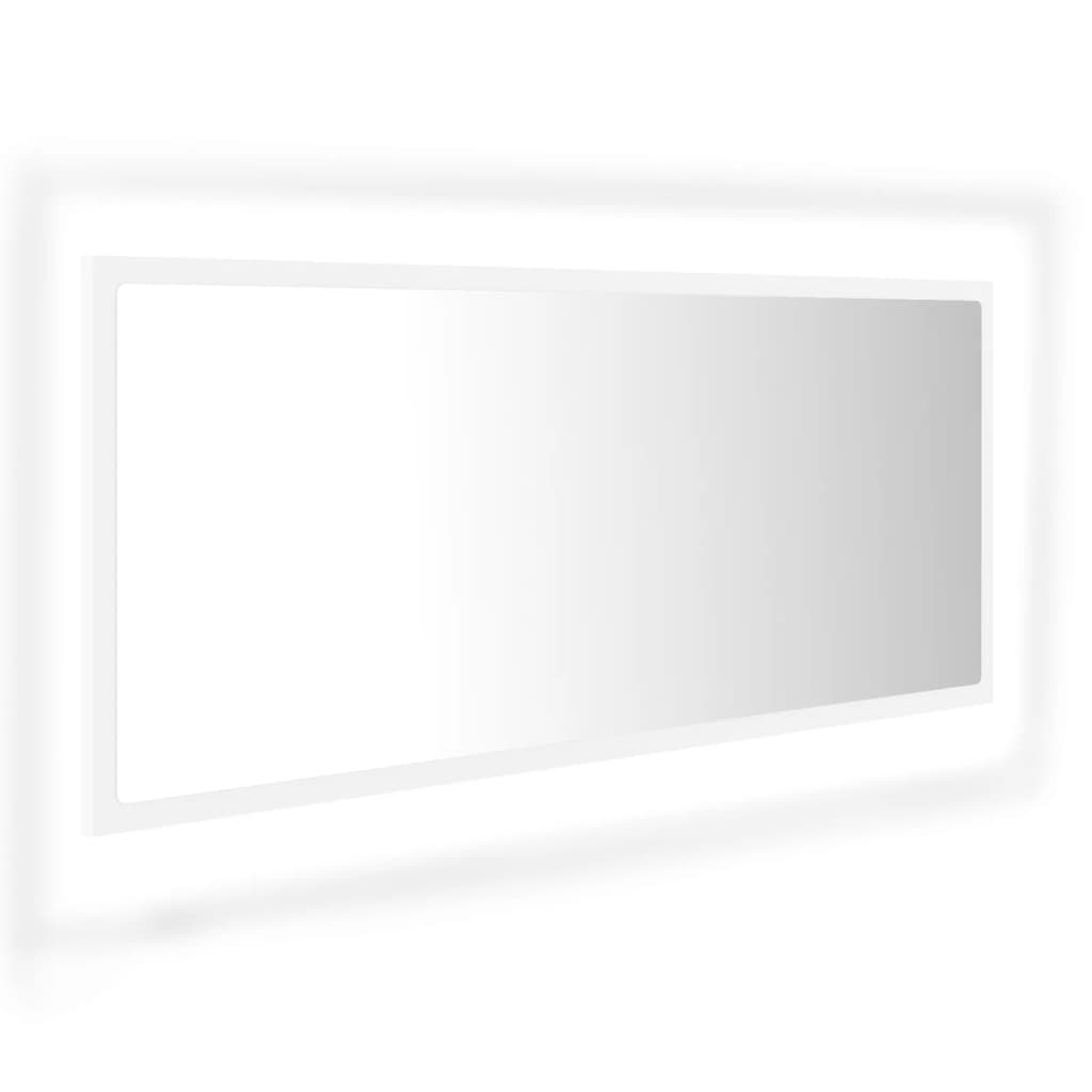 vidaXL Espejo de baño LED acrílico blanco 100x8,5x37 cm