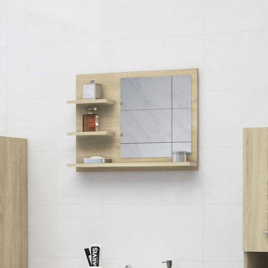 vidaXL Espejo de baño madera contrachapada roble Sonoma 60x10,5x45 cm