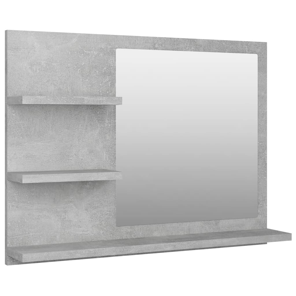 vidaXL Espejo de baño madera contrachapada gris hormigón 60x10,5x45 cm