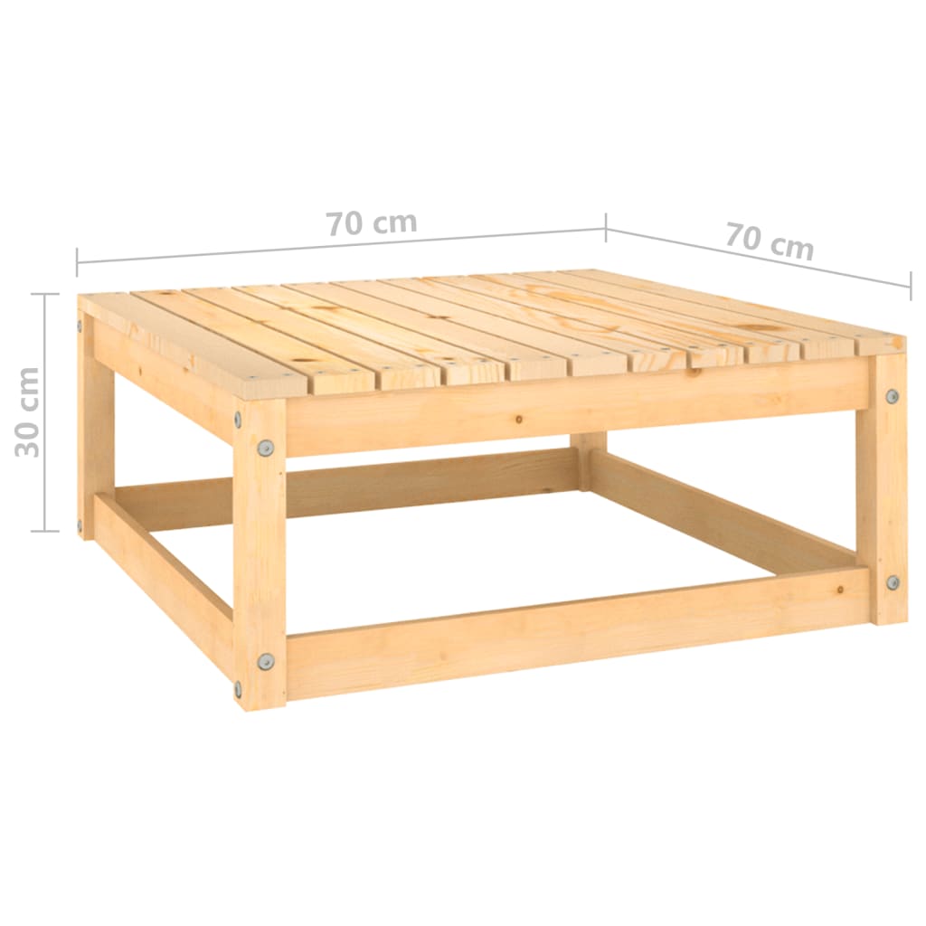 vidaXL Taburete de jardín madera maciza de pino 70x70x30 cm