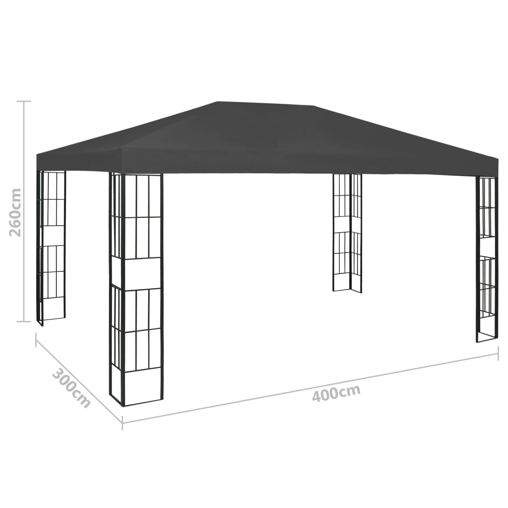 vidaXL Cenador con tira de luces LED gris antracita 3x4 m