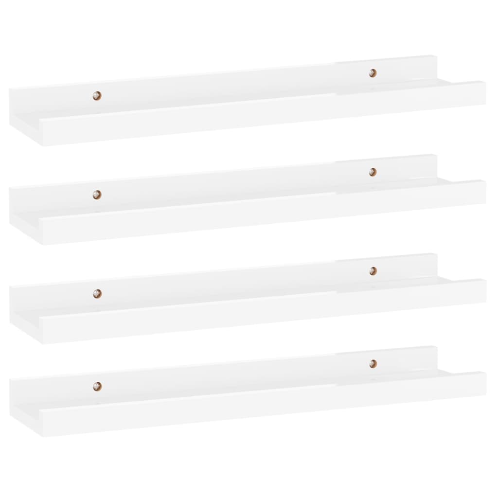 vidaXL Estantes de pared 4 unidades blanco brillo 40x9x3 cm