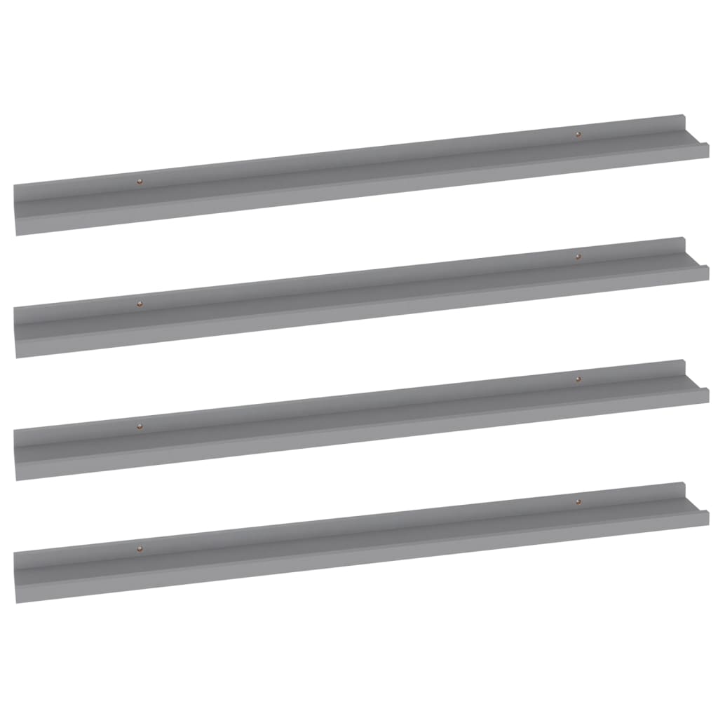 vidaXL Estantes de pared 4 unidades gris 100x9x3 cm