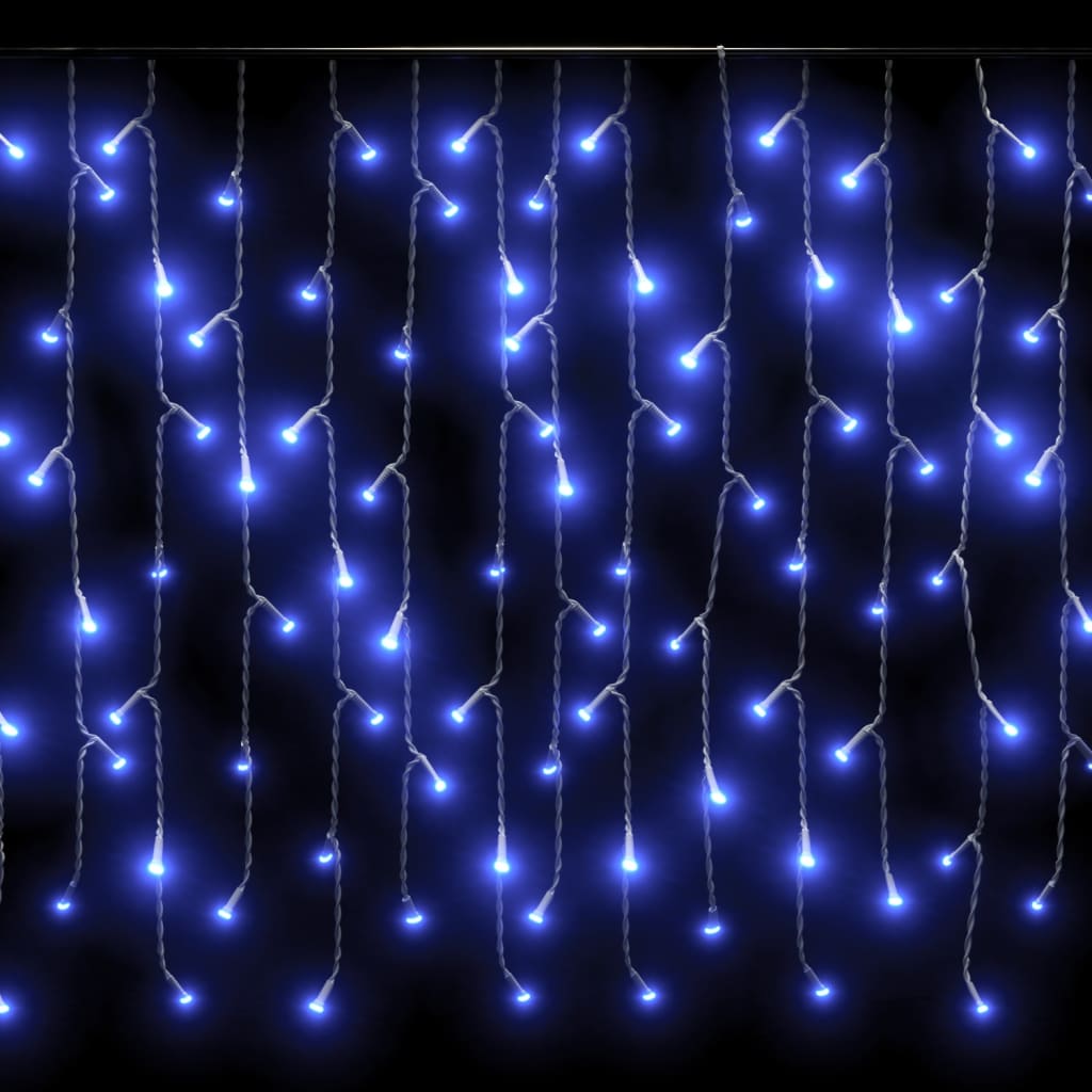 vidaXL Cortina luces carámbano 10m 400 LED azul 8 funciones