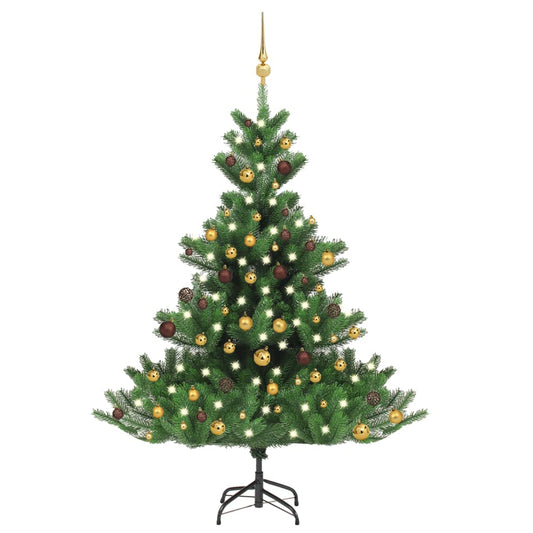 vidaXL Árbol de Navidad abeto Nordmann con LEDs y bolas verde 150 cm