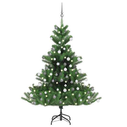 vidaXL Árbol de Navidad abeto Nordmann con LEDs y bolas verde 150 cm