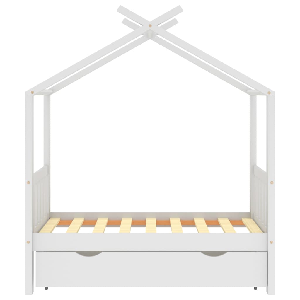 vidaXL Estructura de cama niños y cajón madera maciza blanca 70x140 cm