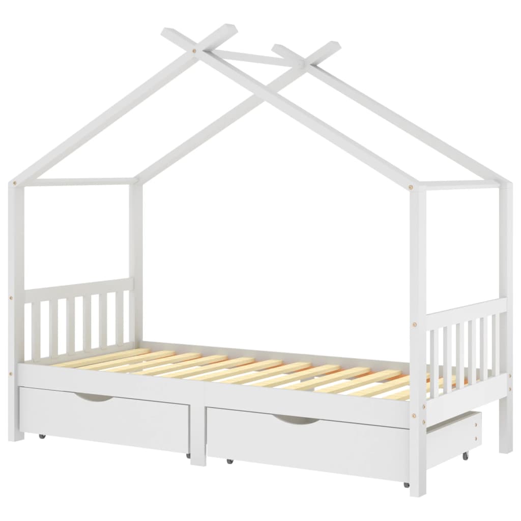 vidaXL Estructura cama niños y cajones madera maciza blanca 90x200 cm