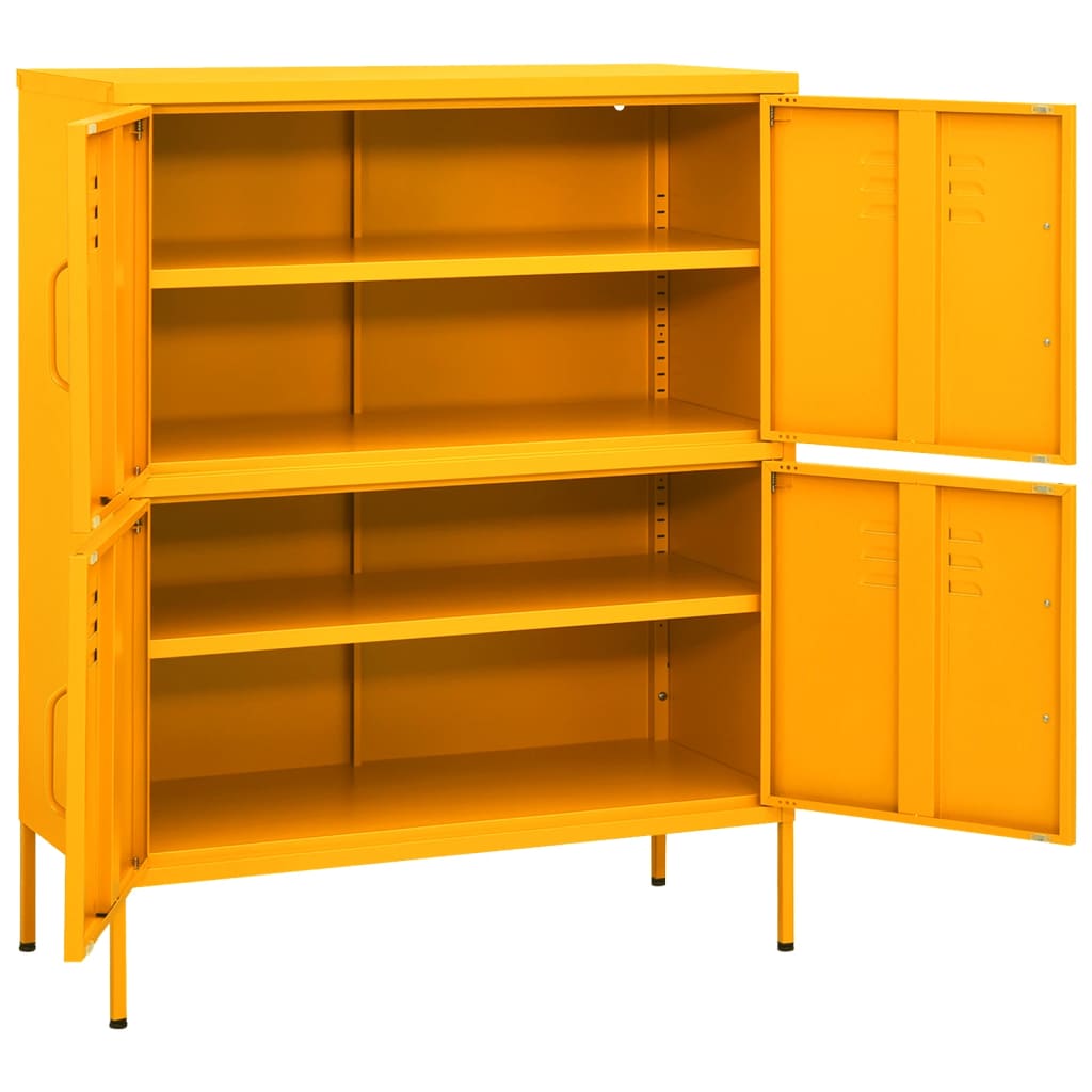 vidaXL Armario de almacenamiento acero amarillo mostaza 80x35x101,5 cm
