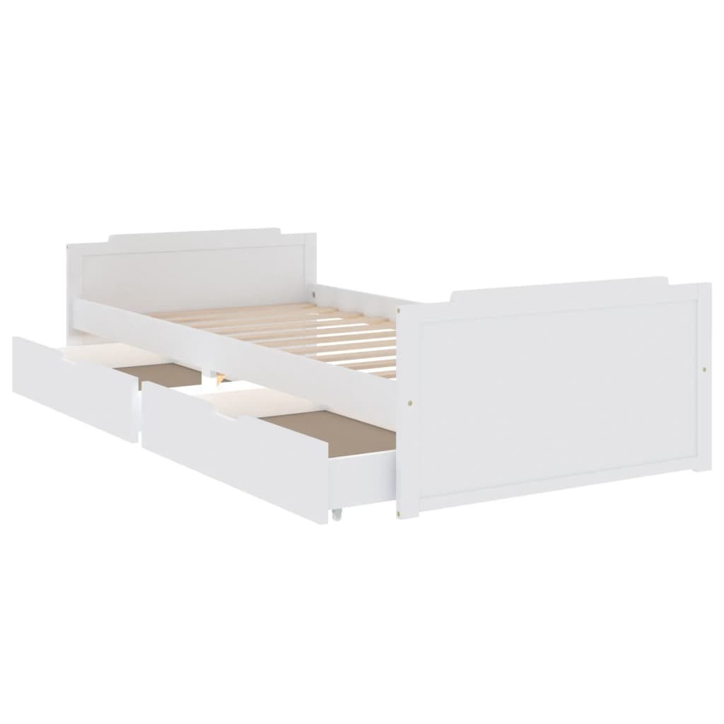 vidaXL Estructura cama cajones madera maciza de pino blanco 90x200 cm