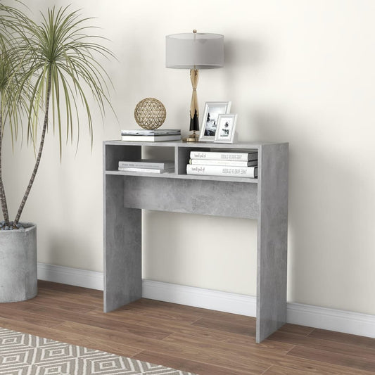 vidaXL Mesa consola madera de ingeniería gris hormigón 78x30x80 cm