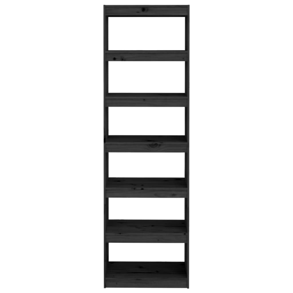 vidaXL Estantería/divisor de espacios madera pino negro 60x30x199,5 cm