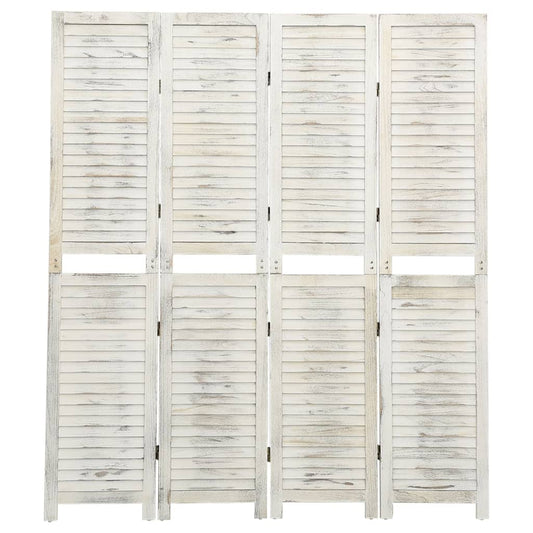 vidaXL Biombo de 4 paneles madera blanco envejecido 140x165 cm