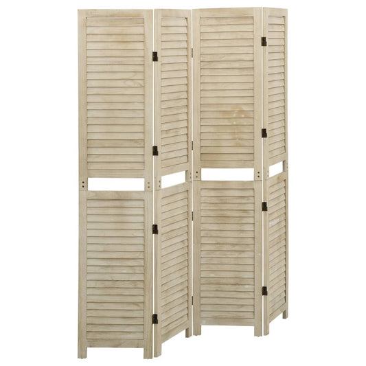 vidaXL Biombo de 4 paneles de madera maciza de paulownia 140x165 cm