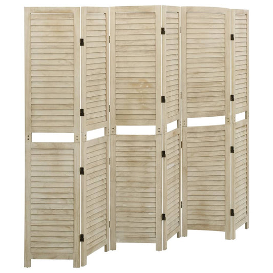 vidaXL Biombo de 6 paneles de madera maciza de paulownia 210x165 cm