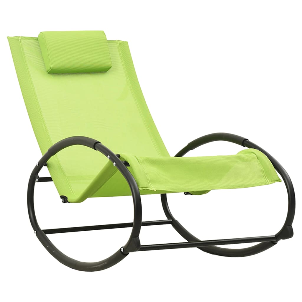 vidaXL Tumbona con almohada acero y textilene verde