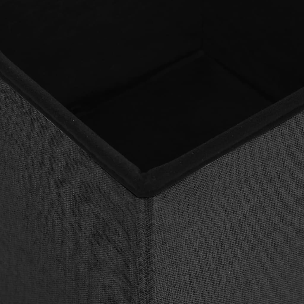 vidaXL Taburete con almacenaje plegable lino sintético negro