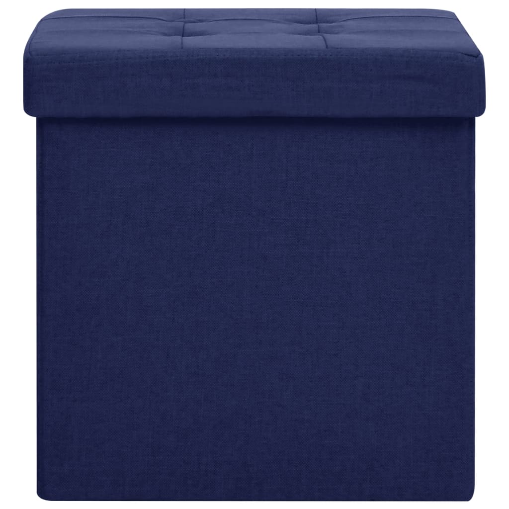 vidaXL Taburete con almacenaje plegable lino sintético azul
