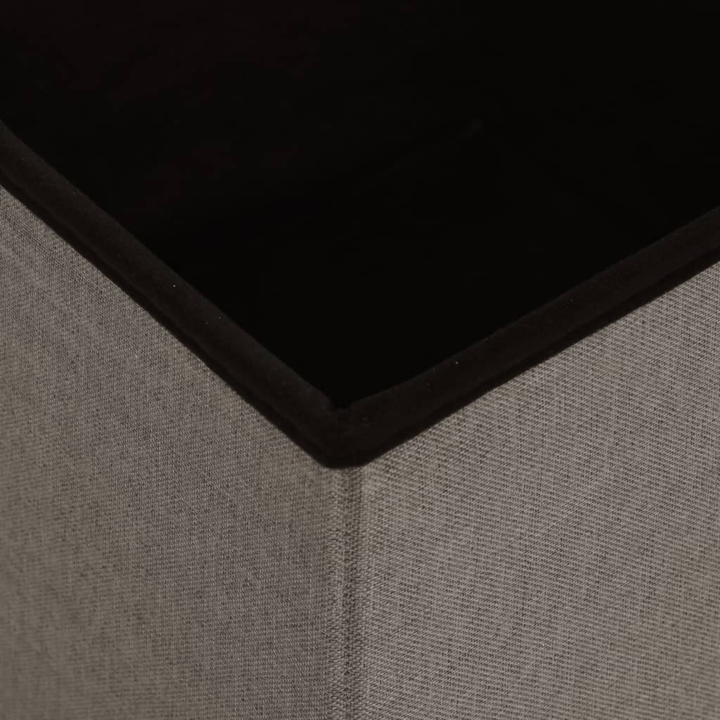 vidaXL Taburete con almacenaje plegable lino sintético gris taupe