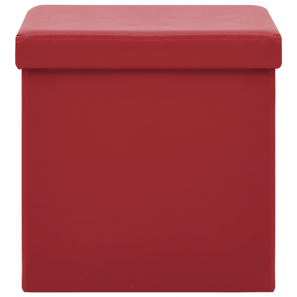 vidaXL Taburete de almacenaje plegable 2 uds rojo vino tinto PVC