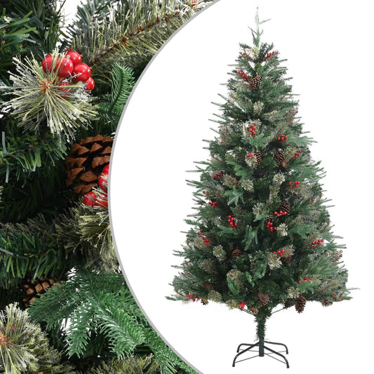 vidaXL Árbol de Navidad y piñas verde PVC y PE 195 cm