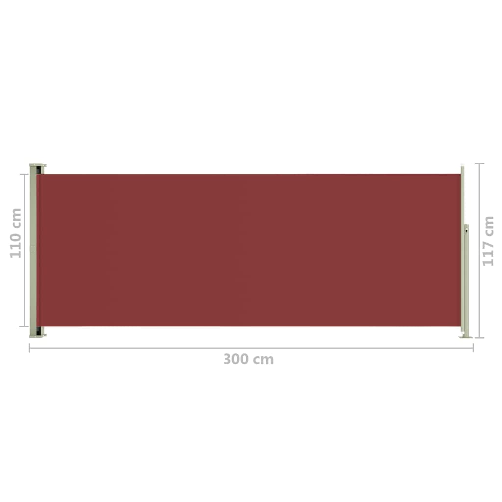 vidaXL Toldo lateral retráctil de jardín rojo 117x300 cm